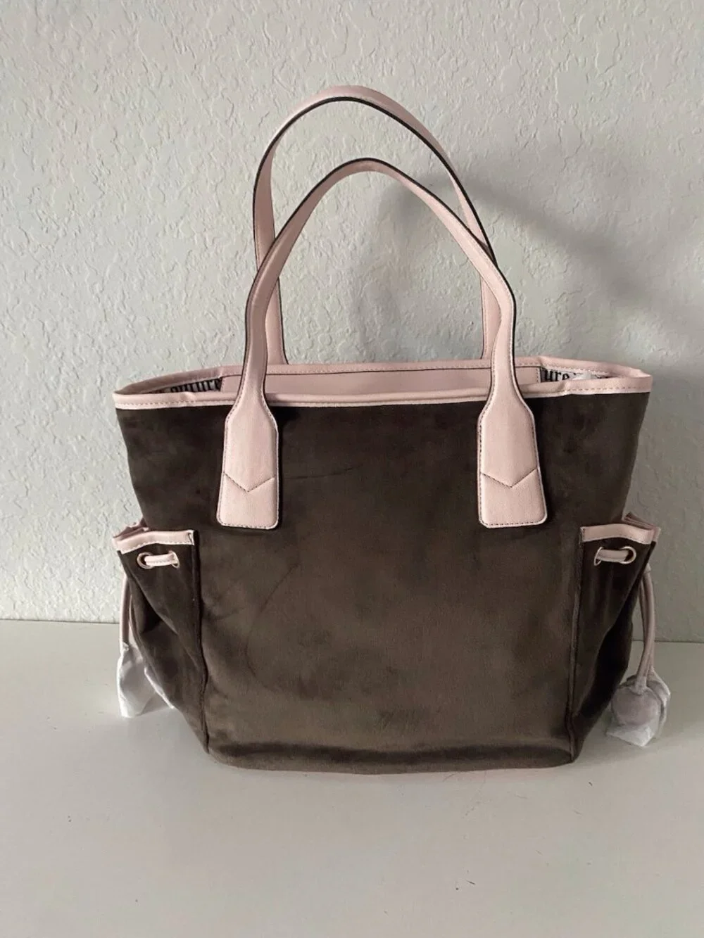 Juicy Couture Renaissance Tote In Chocolate Velvet Embroidered W/Crown Charm NEW